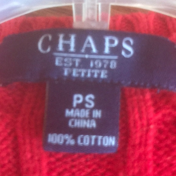 Chaps petite small red long sleeve v-neck sweater - Picture 3 of 3